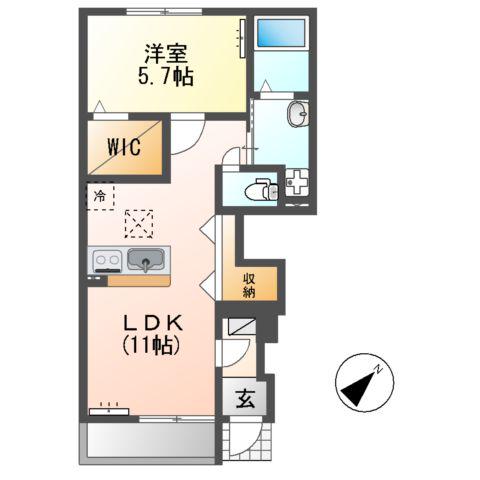 シャン ドゥ リーフ(1LDK/1階)の間取り写真