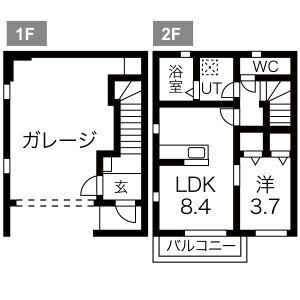 PORT GARAGE(1LDK/1階)の間取り写真