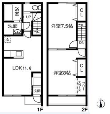 グラシア中村南(2LDK)の間取り写真
