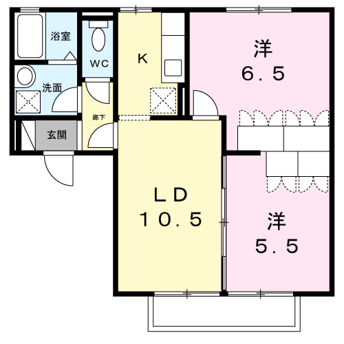 セジュール富士崎(2LDK/1階)の間取り写真