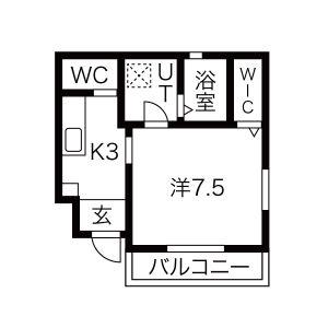 SUD REGIONE摩利山(1K/1階)の間取り写真