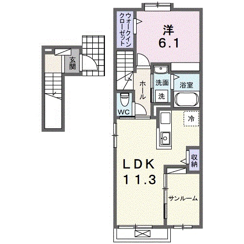 ファームヒルズ(1LDK/2階)の間取り写真