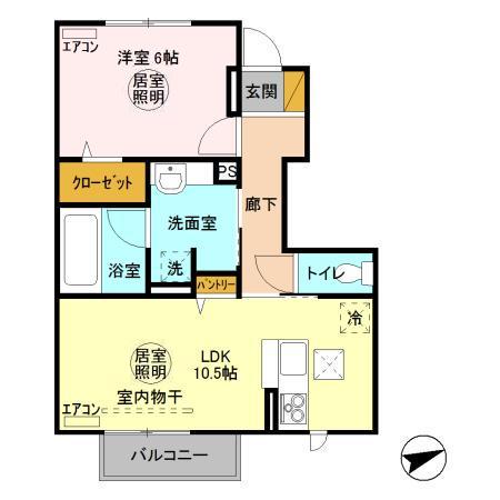 アヴィランス(1LDK/1階)の間取り写真