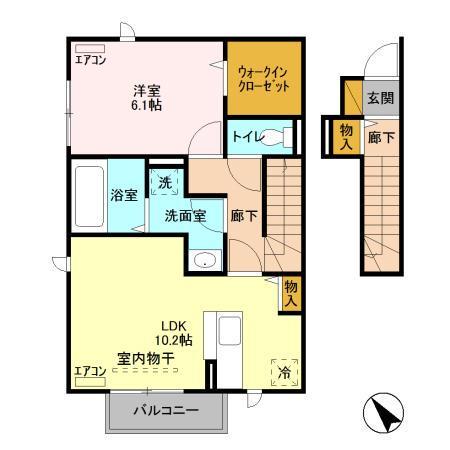 チェスナット(1LDK/2階)の間取り写真
