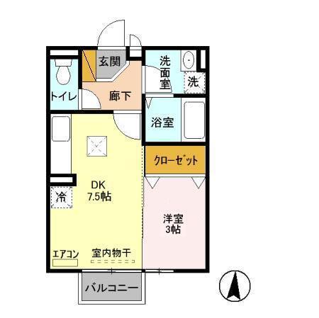 APーAKⅠ(1DK/1階)の間取り写真