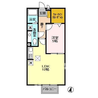 クレールセゾンAB(1LDK/1階)の間取り写真