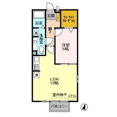 クレールセゾンAB(1LDK/2階)の間取り写真