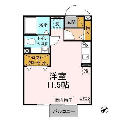 シャルマン ⅡABCD(ワンルーム/2階)の間取り写真