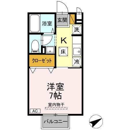 タウン・コート槐(1K/1階)の間取り写真