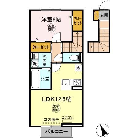WOOD VILLAGE Ⅱ(1LDK/2階)の間取り写真