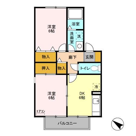 イーグルガーデン AB(2DK/1階)の間取り写真