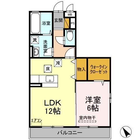 エスポワール A(1LDK/1階)の間取り写真