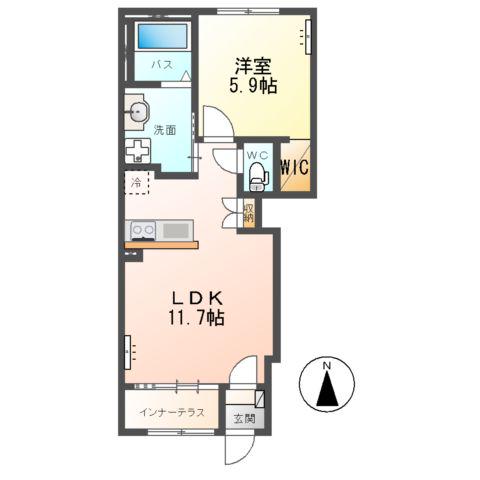 アーバングレイスⅡ(1LDK/1階)の間取り写真