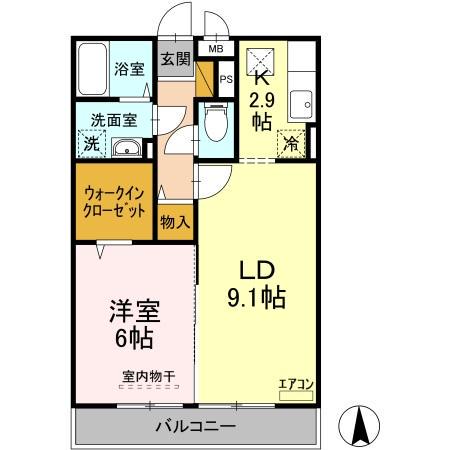 エミネンスM B棟(1LDK/1階)の間取り写真