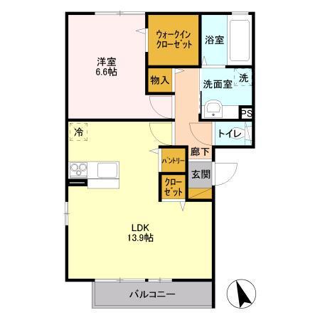 ベル・アジュールⅡAB A棟(1LDK/3階)の間取り写真