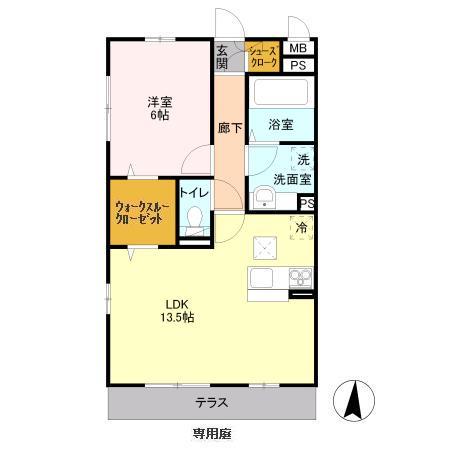 SOUL TRAIN(1LDK/1階)の間取り写真