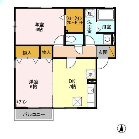 ドレミメゾンAB(2DK/1階)の間取り写真