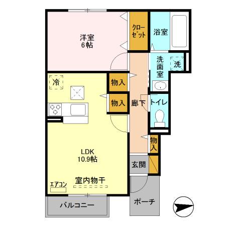 ポルト・ボヌール(1LDK/1階)の間取り写真