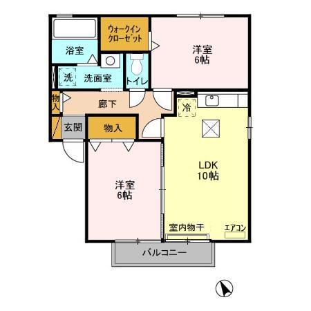 ブレジオ・カームA・B(2LDK/1階)の間取り写真