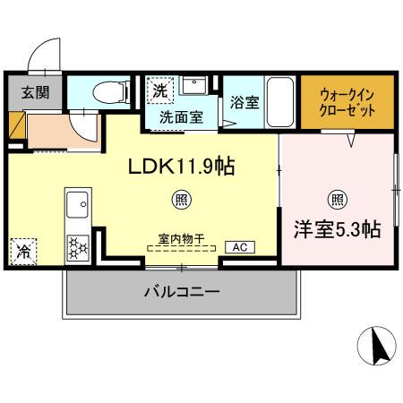 サンライズガーデンさくら(1LDK/3階)の間取り写真