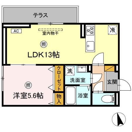 サンライズガーデンさくら(1LDK/1階)の間取り写真