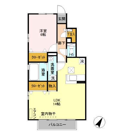 パークヒルAB(1LDK/1階)の間取り写真