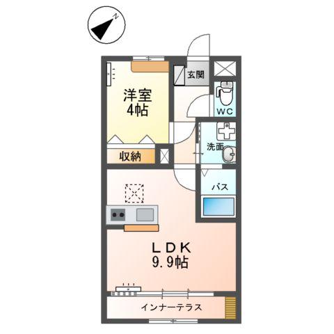 ロードスター(1LDK/1階)の間取り写真