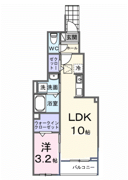 ヒカルサ土浦神立ウエスト(1LDK/1階)の間取り写真