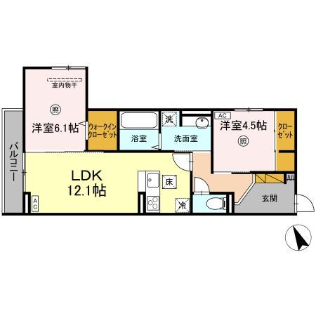 DS LIEN  B(2LDK/2階)の間取り写真