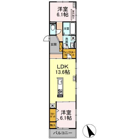 DS LIEN  F(2LDK/3階)の間取り写真