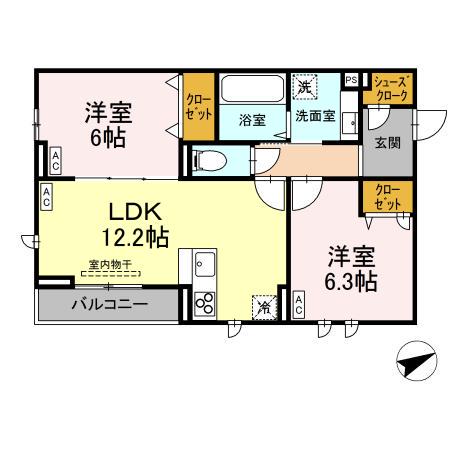 ECLAT(2LDK/2階)の間取り写真