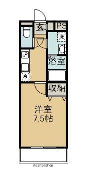 エクセラン阿見(1K/1階)の間取り写真