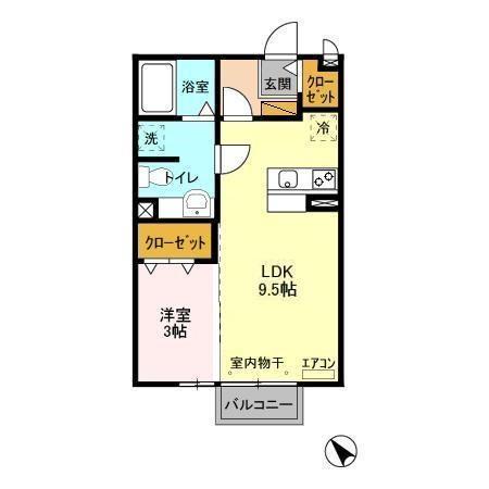 アメージングAB(1LDK/2階)の間取り写真