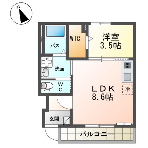 グランバレーⅡ(1LDK/1階)の間取り写真