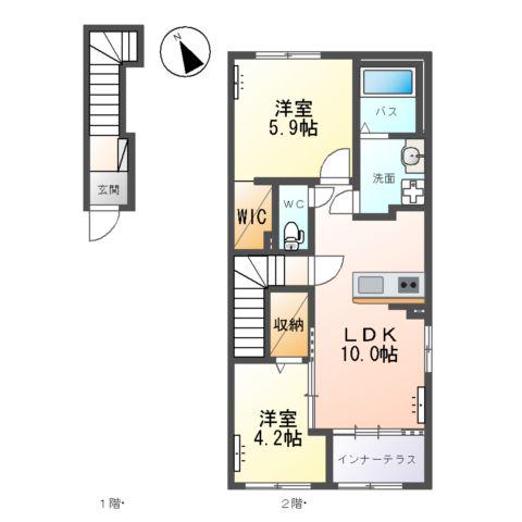 COLLINE(2LDK/2階)の間取り写真