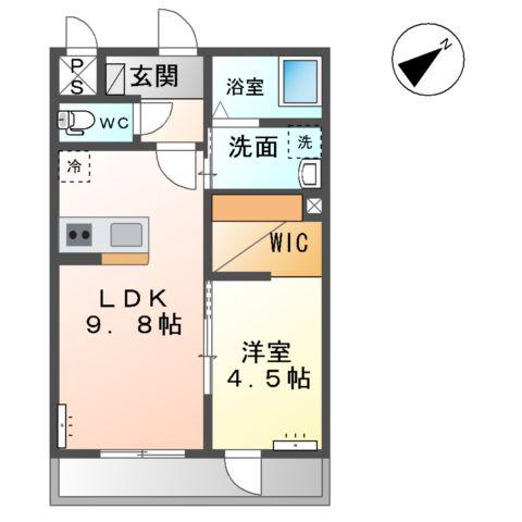 土浦市乙戸南アパート(1LDK/1階)の間取り写真