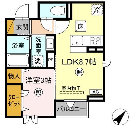 エストレアA(1LDK/1階)の間取り写真