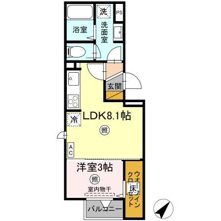 エストレアA(1LDK/1階)の間取り写真