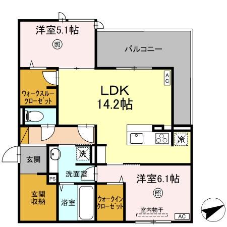 DS LIEN  C(2LDK/3階)の間取り写真