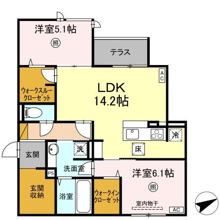 DS LIEN  C(2LDK/1階)の間取り写真