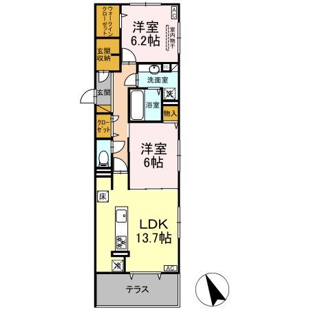 DS LIEN  D(2LDK/1階)の間取り写真