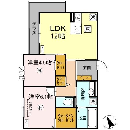 DS LIEN  D(2LDK/1階)の間取り写真