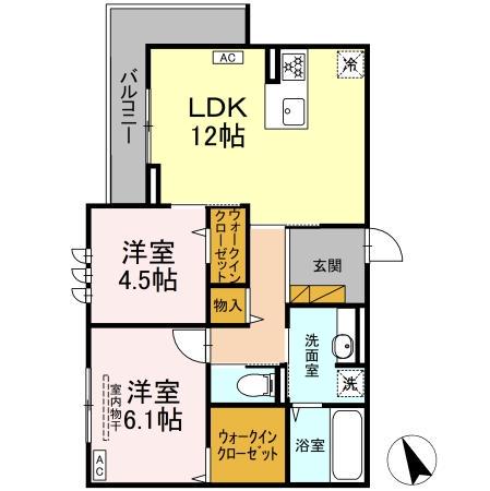 DS LIEN  D(2LDK/3階)の間取り写真