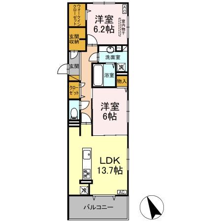 DS LIEN  D(2LDK/2階)の間取り写真