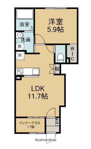 HILLS 2210(1LDK/1階)の間取り写真