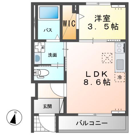 OLI OLI B(1LDK/1階)の間取り写真