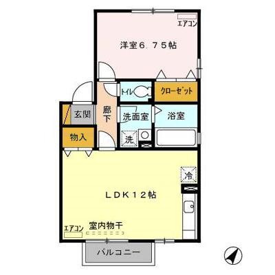 グランドゥールIV C(1LDK/2階)の間取り写真