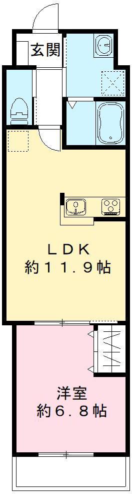 フェニックス神立(1LDK/2階)の間取り写真