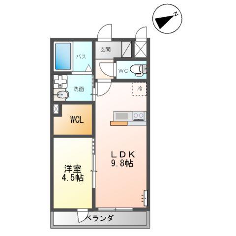 神立東アパート(1LDK/1階)の間取り写真