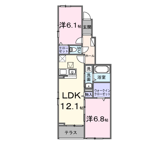 ソラリス(2LDK/1階)の間取り写真